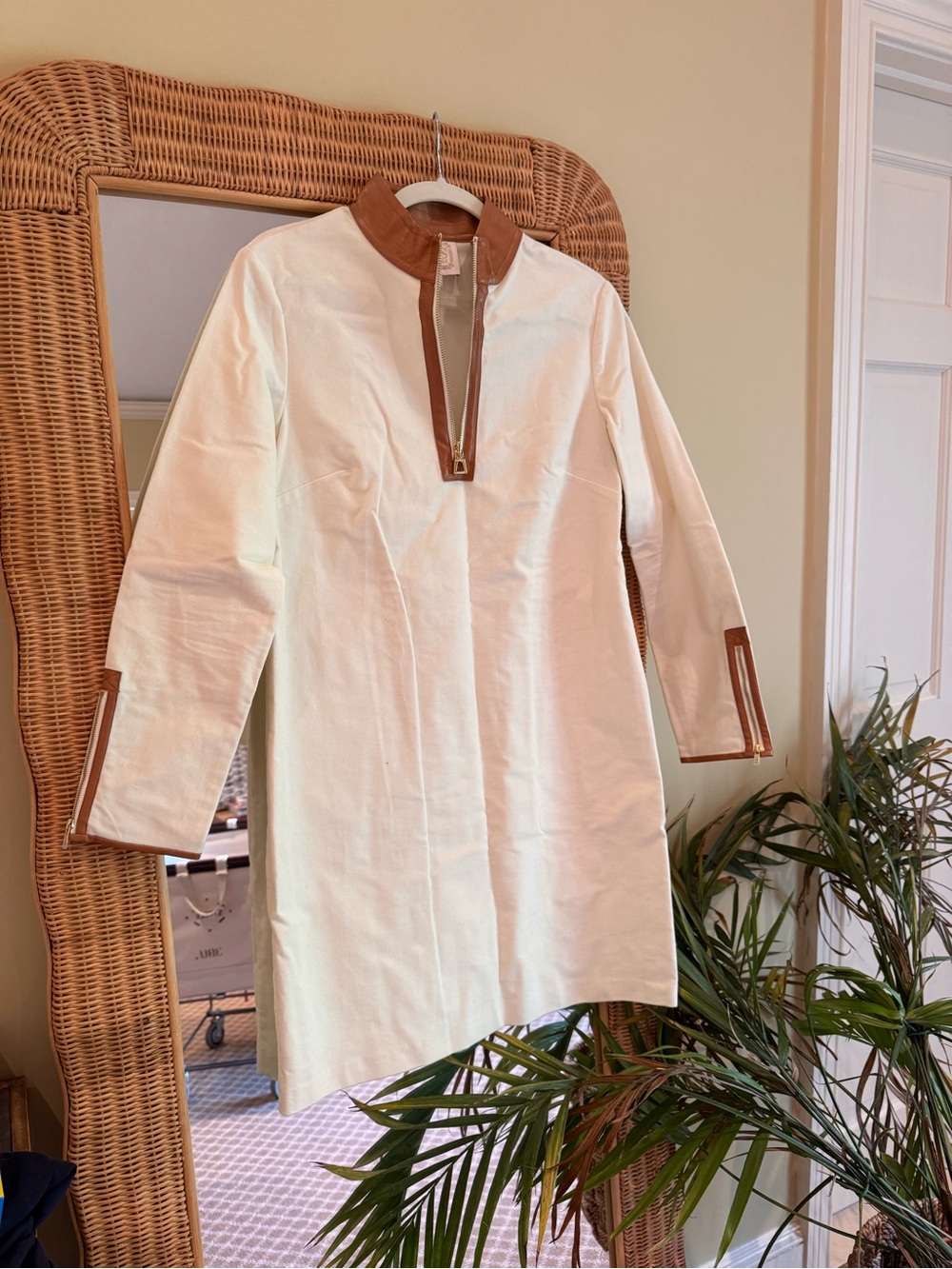 Sail to Sable - Cream dress with Tan Trim